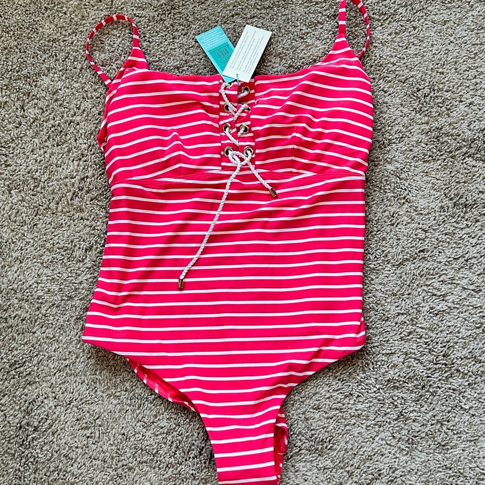 Sea Level Swim Australia-Women’s Striped Pink one-piece, Sz 12 (US), Sz 16 (AUS)